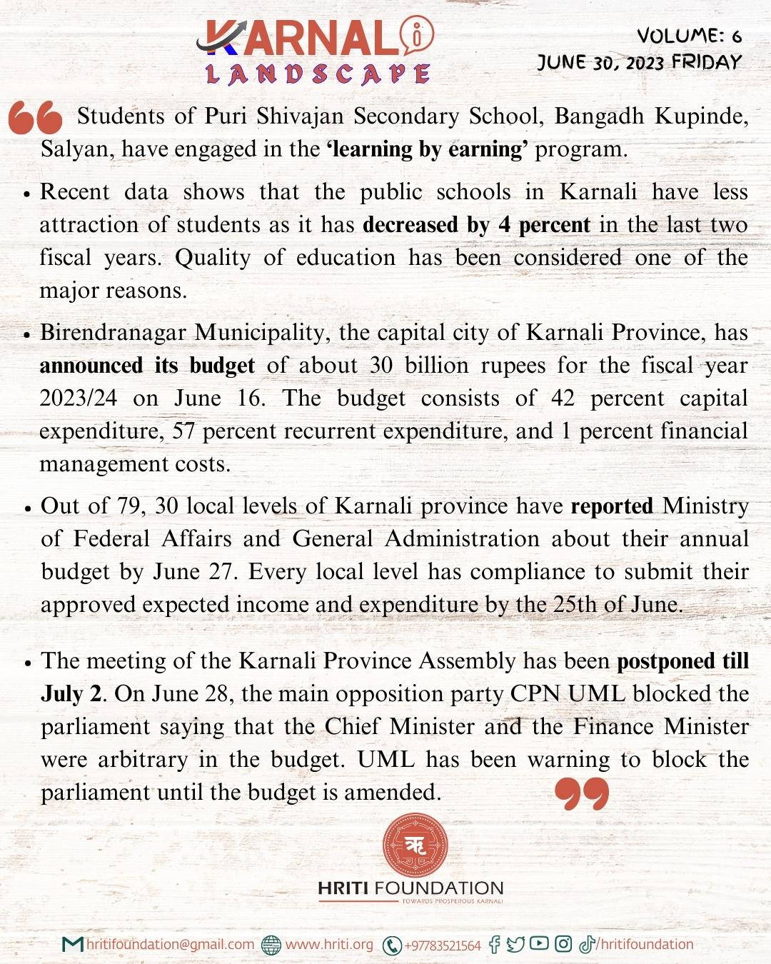 Karnali Landscape, Volume: 6 June 30, 2023