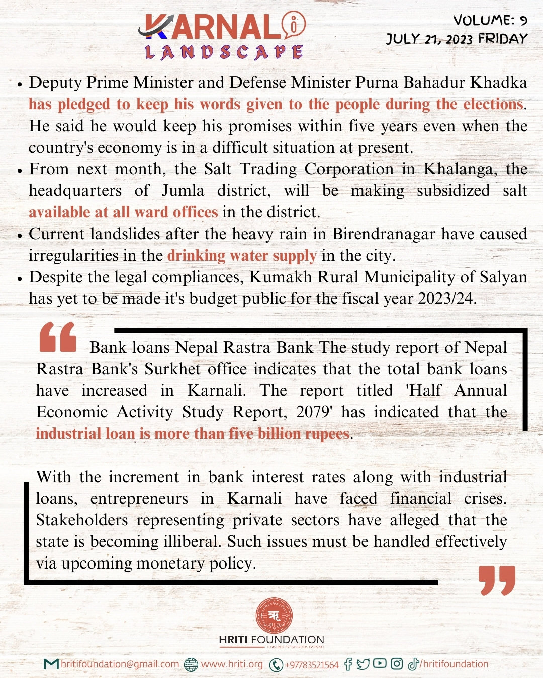 Karnali Landscape, Volume: 9,  July 21, 2023